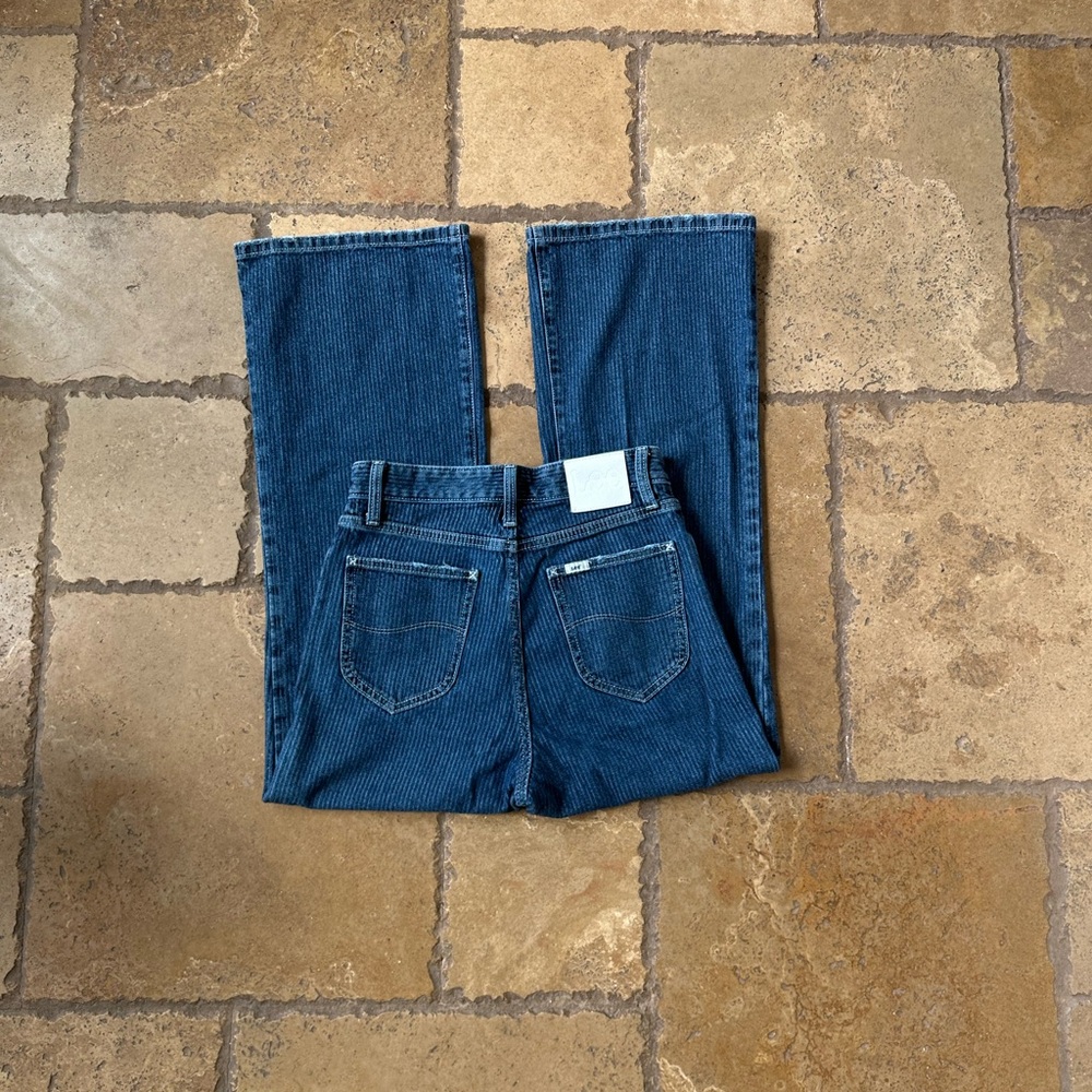 Dark Wash Pin Stripe Wide Leg Jeans by Lee 26W Medium